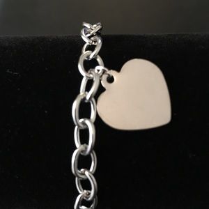 Classic Stainless Steel Heart Charm Bracelet
